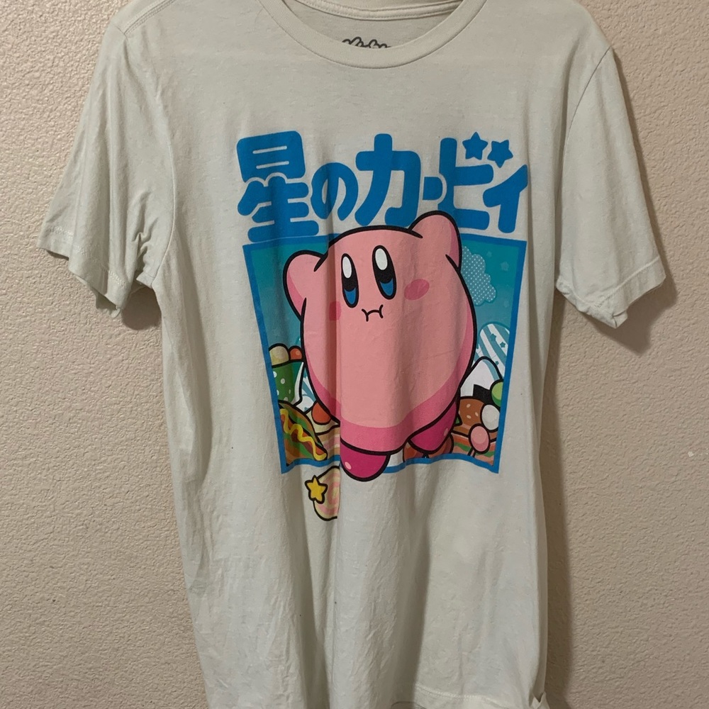 White Kirby tee shirt for men. Size:Large